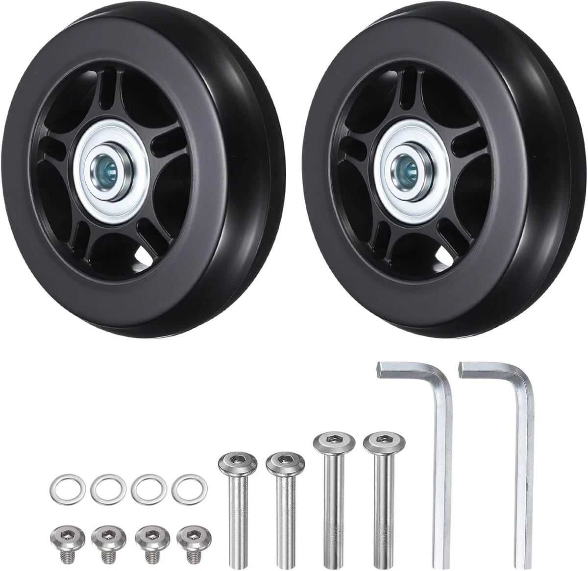 BOFRHME Set di 2 ruote di ricambio per Ruote girevoli in PU da 50x24 mm Cuscinetti in acciaio Kit di riparazione