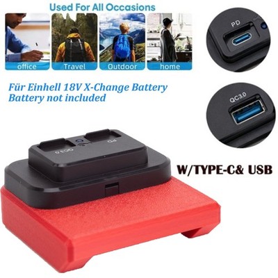 2 USB Akku-Adapter Für Einhell Power X-Change 18V Akku System -Schnellladung DE
