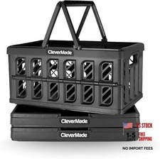Collapsible Shopping Basket with Handles   24L 3 Pack 24L - 3 Pack Obsidian