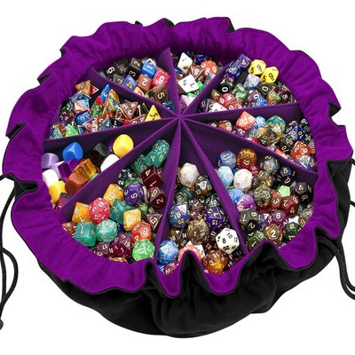 SIQUK Large Dice Bag with Pockets Drawstring Dice Bag DND Dice Storage Bag Bi...