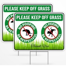 Keep Dogs Off Lawn Sign, 2PCS No Pee Poop, 12x9 Inch Yard Stake, Green