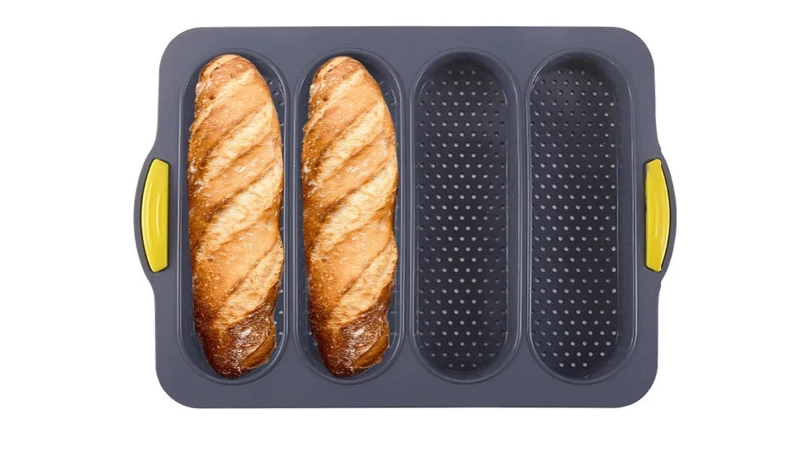 2 Pack Silicone Baguette Bread Pan - 4 Hole Non-Stick French 8 inches, Grey
Opens in a new window or
