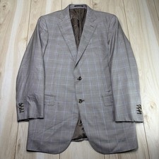 Ermenegildo Zegna 15 MILMIL 15 SILK Wool Windowpane Plaid Blazer Mens 42L