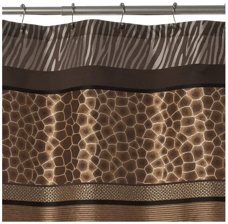 野生动物园条纹浴室浴帘-动物印花豪华西南淋浴... — 第 2/4 张图片