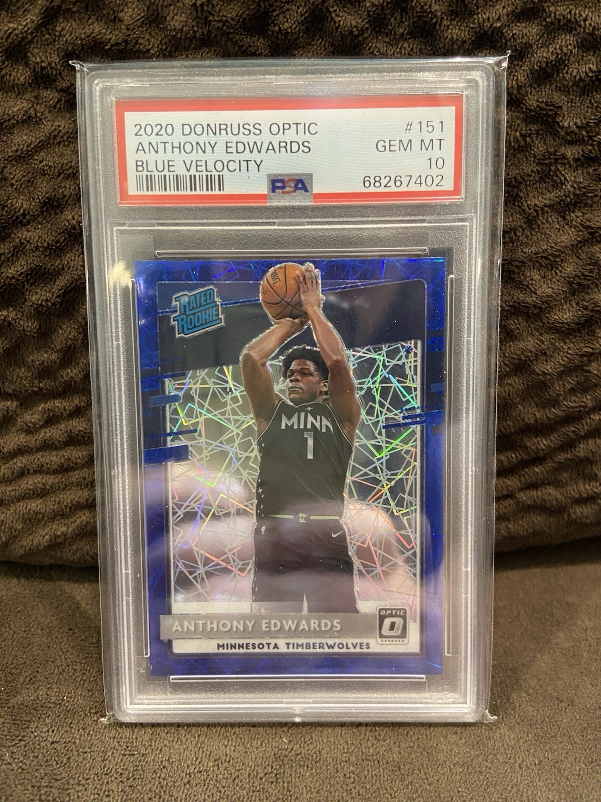2020 Anthony Edwards Optic Blue Velocity #151 Rookie PSA 10