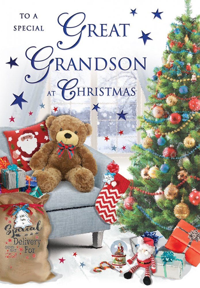 Christmas Card - Great Grandson - Teddy Bear - Regal Quality NEW