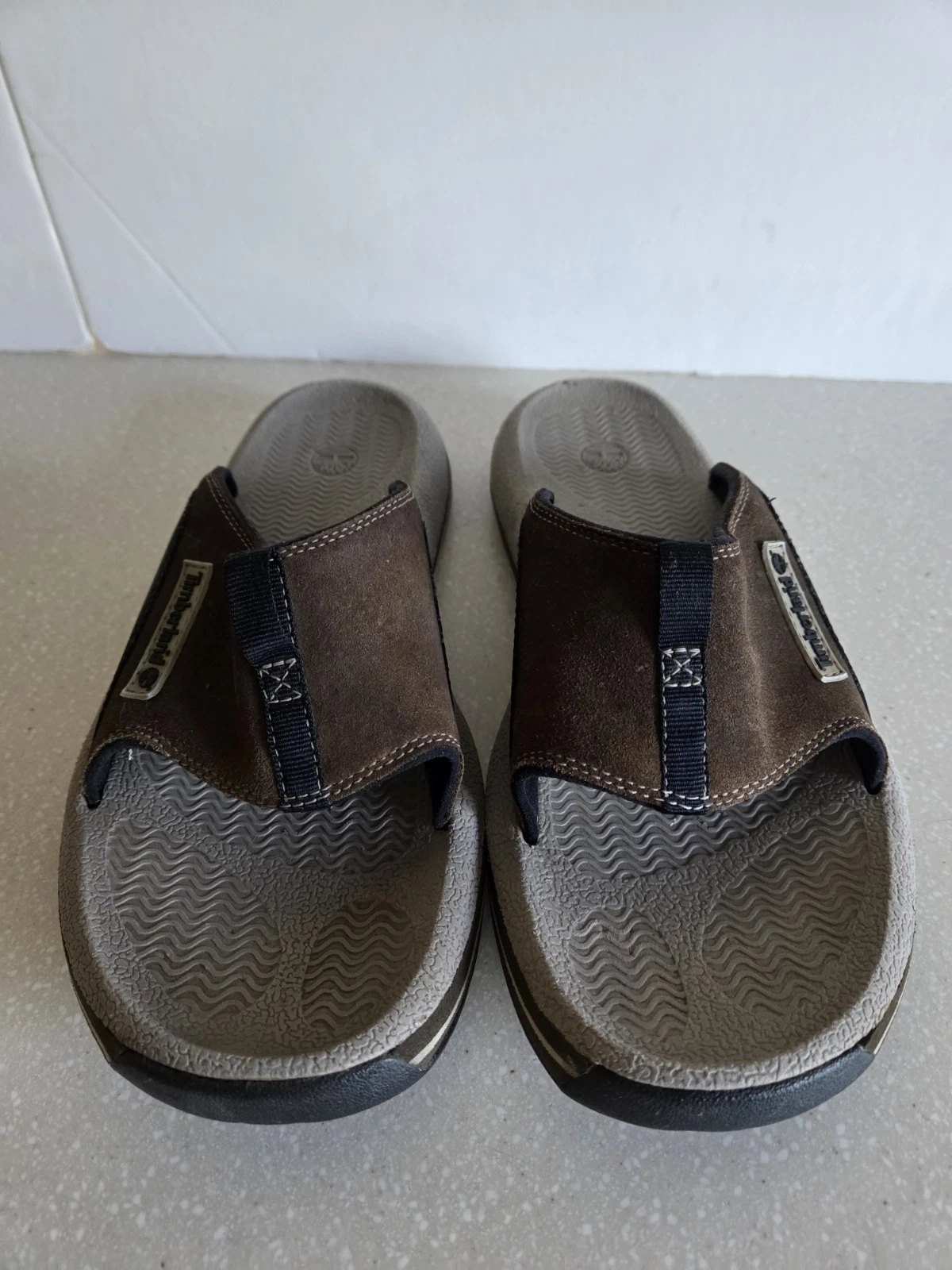 SANDALI UOMO TIMBERLAND SLIDES MISURA 8M PELLE MARRONE