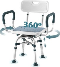 Swivel Shower Chair with Arms and Back, 500 lbs Heavy Duty Shower Seat for In...