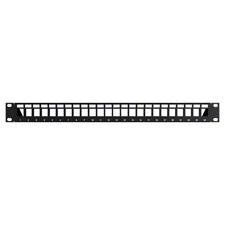 NavePoint Shielded 24-Port Blank Keystone  Patch Panel 1U, Black