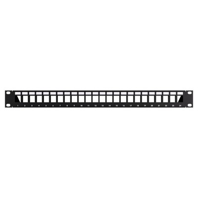 NavePoint Shielded 24-Port Blank Keystone  Patch Panel 1U, Black