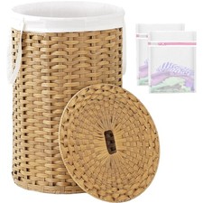 Large Laundry Hamper Laundry Basket Round 34.3 Gal 130 L Handwoven Wicker Lau...