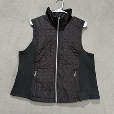 Christopher  Banks Vest Womens Large Black Quilted Sleeveless Full Zip Outdoor