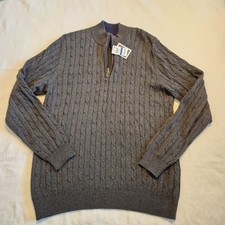 Club Room men's size XL gray cable knit 1/4 zip pima cotton sweater, NWT