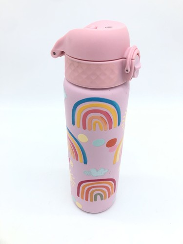 Ion8 Edelstahl-Trinkflasche 600ml, Auslaufsicher, Einhandöffnung, Regenbogen