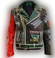 Handmade Men’s Multi Color Studded Jacket, Pure Leather, Fashion Jacket, Sale!!! - Image 1