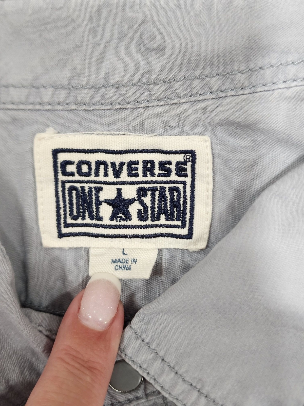 Converse Short Sleeve Button Down down Gray Shirt… - image 7