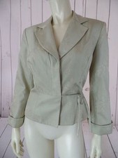 TALBOTS PETITES Blazer 8 Pure Silk Light Celery Embossed Floral Print Lined CHIC