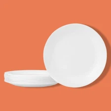 8-Piece Dinner Plates Set Triple Layer Glass Chip Resistant Winter White