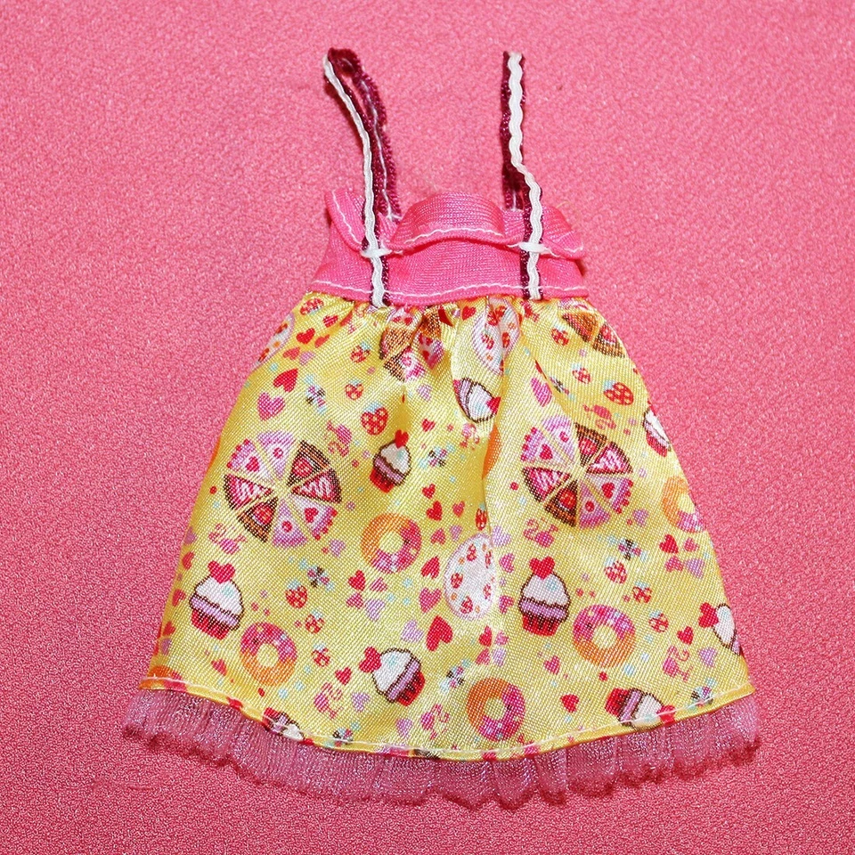 Mini robe jaune et rose pour poupée Barbie Mattel - Photo 1/1