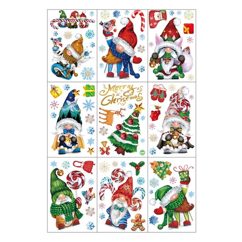 High PVC Christmas Wall Decals Set of 9 Removable Stickers