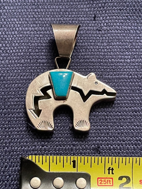 Rick Werito Navajo Sterling Bear Pendant 20 Grams