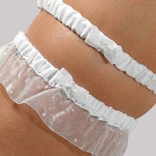 Starlight Wedding Garter - White Satin, Swarovski Crystals
