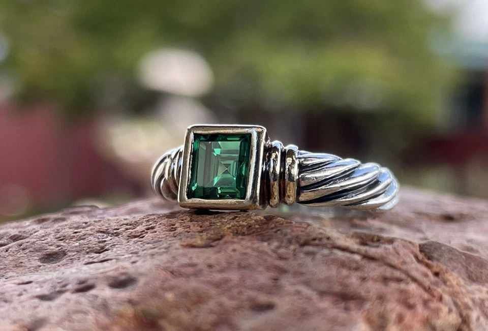 Anillo Cable Tsavorita David Yurman 925 Oro Amarillo 14k Talla 5.5 Foto 4 de 4