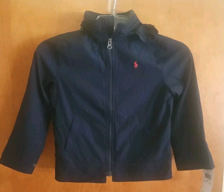 Polo Ralph Lauren Pony giacca a vento con cappuccio capospalla blu navy ragazzo taglia 5 nuova