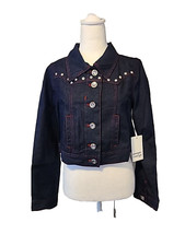 Unique Vintage Dark Denim Western Boxy Crop Jacket Women's