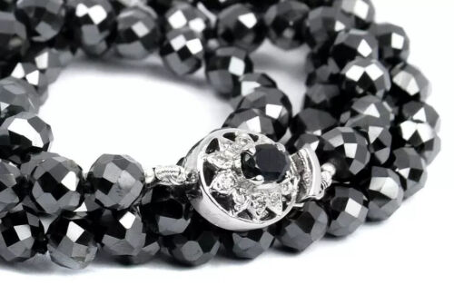 Genuine 9 mm, Rare Black Diamond Necklace 24 inches Certified - Picture 3 of 5