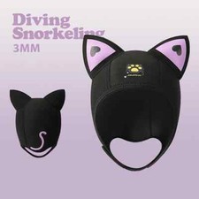 3MM Neoprene Diving Hood With Chin Straps Women Cute Cat Ears Waterproof Hat