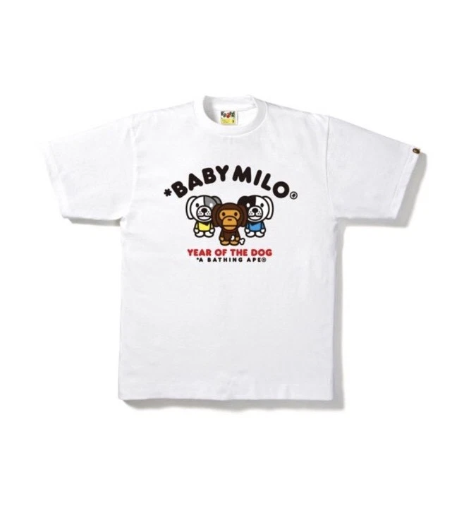 2018 A BATHING APE MEN’S YEAR OF THE DOG BABY MILO TEE WHITE LARGE FREE SHIPPING
