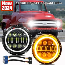 For Chevy Chevelle 1971-1973 Halo 7" Inch LED Headlights Round Hi/Lo Sealed Beam