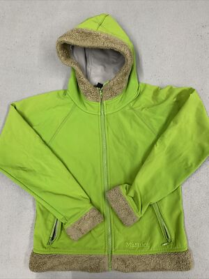 Marmot Jacket Womens Medium Nylon Fleece-Lined Full-Zip Lime Green