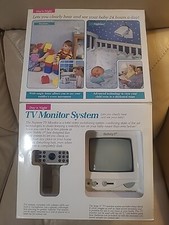 "Televisión y cámara de seguridad vintage de 5"" en blanco y negro primera cámara para bebé UHF VHF nueva"