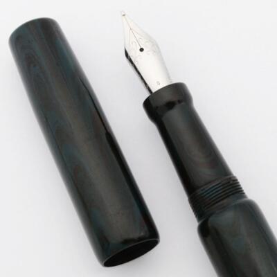 Ranga Abhimanyu Ebonite Fountain Pen - Blue Ripple, JoWo #6 Nibs, C/C (New)