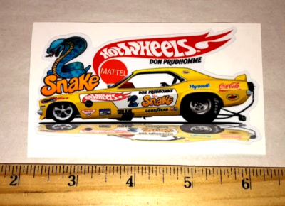 Hot Wheels Don THE SNAKE Prudhomme Yellow Snake I 1970 Cuda Decal