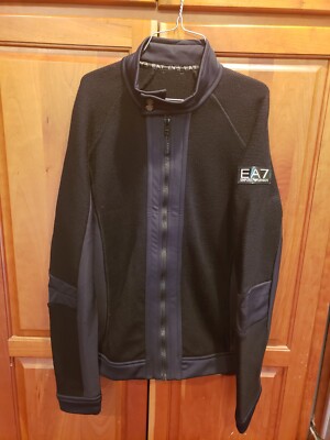 Emporio Armani EA7 Track Jacket Core  Snap Collar Stretch Full Zip L