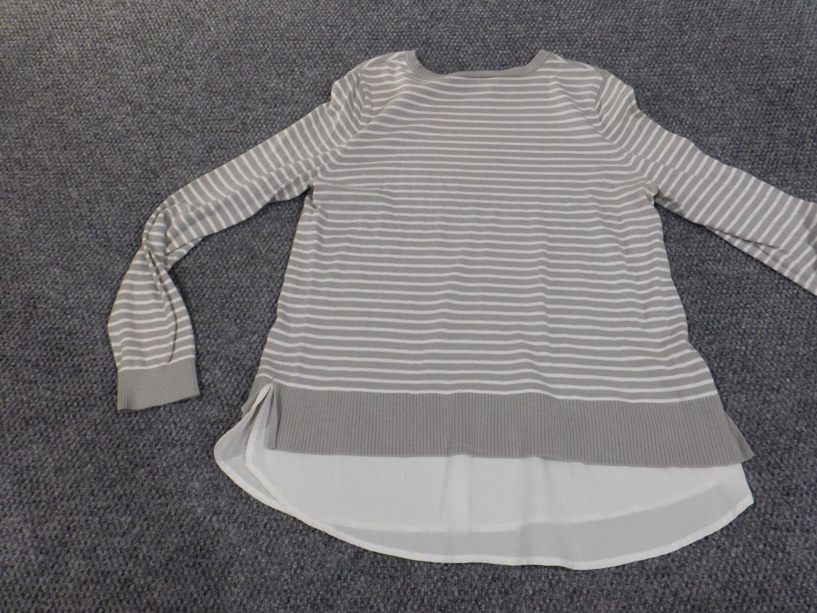 Loft Sweater Large gray pullover striped cotton w… - image 9