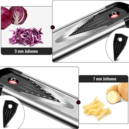 Profi Edelstahl V-Hobel Gemüsehobel - Gemüseschneider - mit 5x Klingen - Hobel - Bild 9 von 18