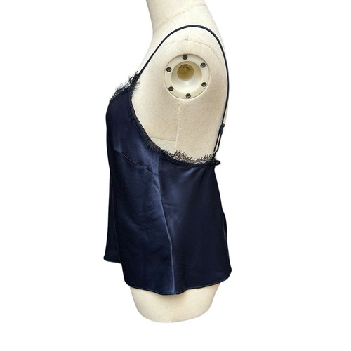 NWT RUMORED Dark Blue Lace Trim Silky Camisole Tank Top - Picture 2 of 7