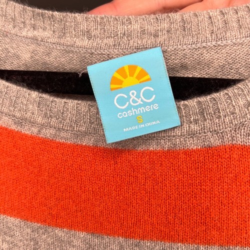 C&C California Cashmere Sweater Size S Striped Brown Orange - Picture 4 of 5