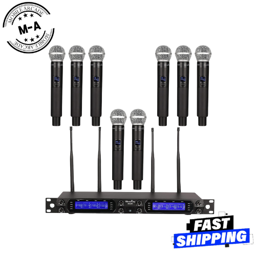 MicrocKing 8-Channel UHF Wireless Microphone System, 400ft Range, Auto Connect - Picture 1 of 6