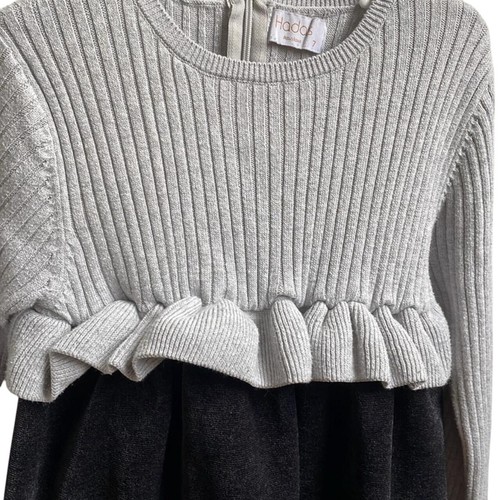 Hadas by Kidichic Girls Fit And Flare Dress Size 7 Gray Knit Top Knee Length - Picture 3 of 6