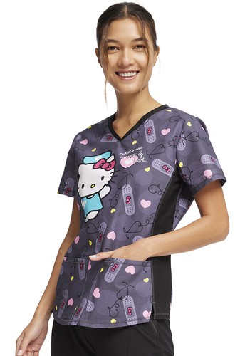Hello Kitty Cherokee Scrubs Sanrio Tooniforms V Neck Top TF783 HKKG - Picture 2 of 7