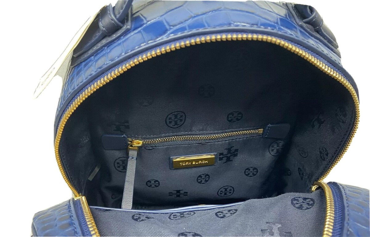 Tory Burch Navy Blue Croc-Embossed Mini Small Leather Backpack NWOT Leather backpack Tory Burch Black in Leather - 24977287 main image 2