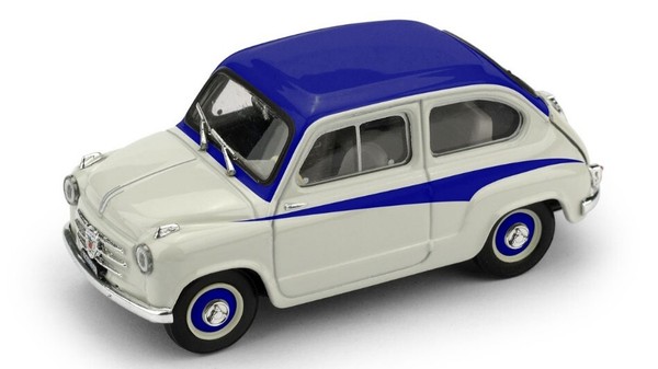 Brumm 1/43 Epoche Fiat Abarth 750 1956 Grau Blau Statisches Modell Diecast-image