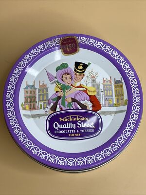 Vintage Mackintosh's Quality Street Chocolate & Toffee Candy Tin Advertising Can