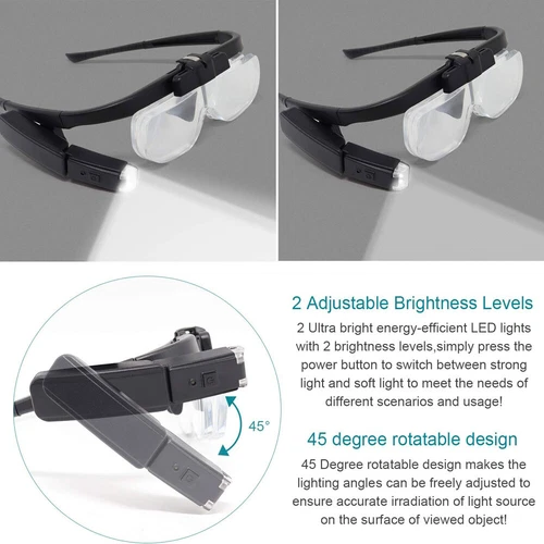 LED Juwelier Vergrößerungsbrille Stirnbandlupe beleuchtetes Visier mit 3 Gläsern - Bild 3 von 12