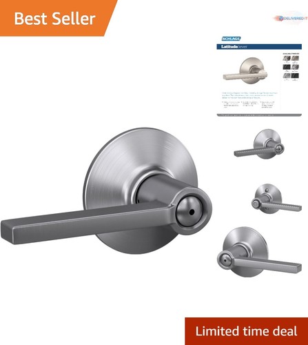 Privacy Lock Satin Chrome Lever 5" Bed & Bath Universal Easy Installation